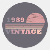 geboren in 1989 verjaardag ronde sticker (Voorkant)