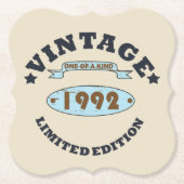 Geboren in 1992 verjaardagscadeau kartonnen onderzetters (Voorkant)