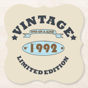 Geboren in 1992 verjaardagscadeau kartonnen onderzetters