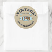 Geboren in 1992 verjaardagscadeau ronde sticker (Tas)