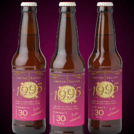 Geboren in 1995 30ste verjaardagsfeest roze bier L Bier Etiket