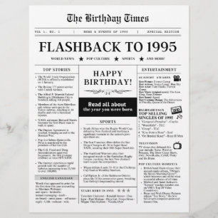 Geboren in 1995 Mock Krant zwart-wit