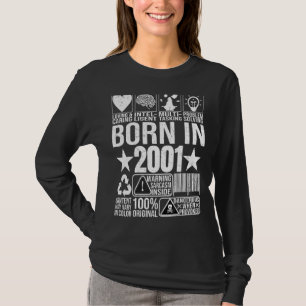 Geboren in 2001 Content Warning Label Barcode Birt T-shirt