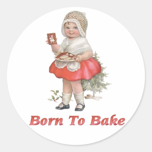 Geboren in bake ronde sticker (Voorkant)