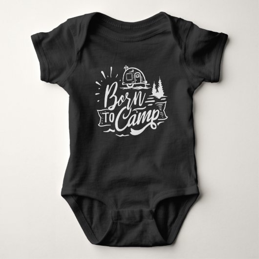 Geboren in Camp Typography Unisex | Lichtgrijs Romper (Voorkant)