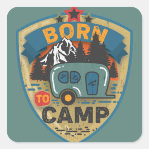 Geboren in Camp Word Art Vierkante Sticker