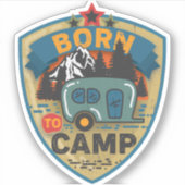 Geboren in Camp Word Art Vinyl Sticker (Voorkant)