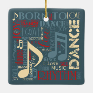 Geboren in Dance Blue/Red/Gold ID277 Keramisch Ornament