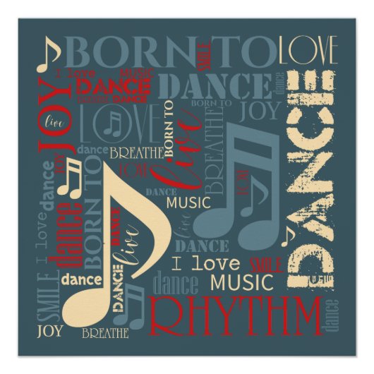 Geboren in Dance Blue/Red/Gold ID277 Perfect Poster (Voorkant)