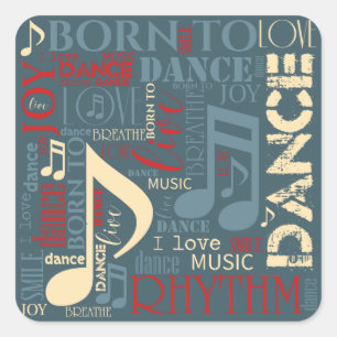 Geboren in Dance Blue/Red/Gold ID277 Vierkante Sticker