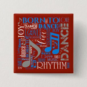 Geboren in Dance Blue/White/Any Color ID277 Vierkante Button 5,1 Cm