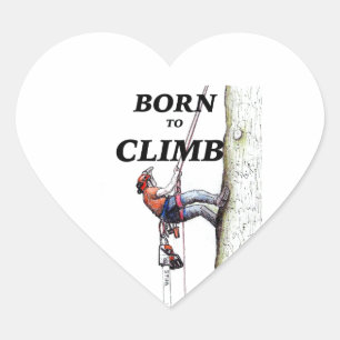 Geboren in de boomchirurg tijdens kerstmis hart sticker