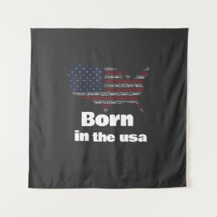 Geboren in de VS Amerikaanse Vlag Kaart Patriottis Wandkleed