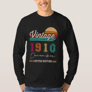 Geboren in december 1910 Happy Birthday 114 Y T-shirt
