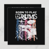 Geboren in Drums Drumming Rock Music Band Drumme Kaart (Voorkant / Achterkant)