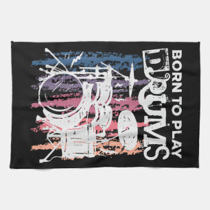 Geboren in Drums Drumming Rock Music Band Drumme Theedoek