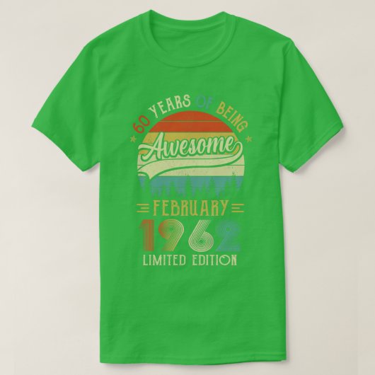 Geboren in februari 1962 60e verjaardag, 1962 60e t-shirt (Design voorkant)