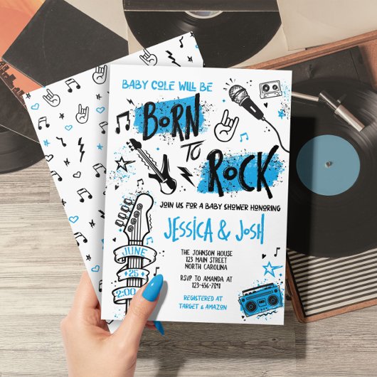 Geboren in het Baby shower van Rock Boy Kaart