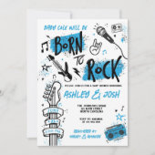 Geboren in het Baby shower van Rock Boy Kaart (Voorkant)