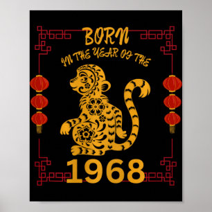 Geboren in het jaar van de aap 1968 Chinees Nieuwj Poster