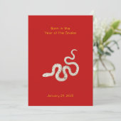 "Geboren in het jaar van de Slang" Baby Aankondigi (Staand voorkant)