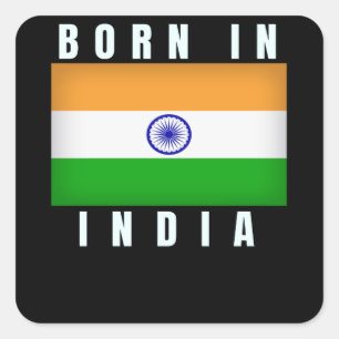 Geboren in India Vierkante Sticker