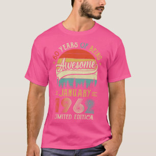 Geboren in januari 1962 60e verjaardag, 1962 60 ja t-shirt