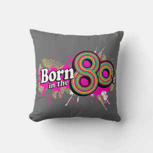 geboren in jaren 80 retro grijze roze kussenhoes k kussen