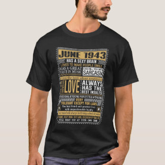 Geboren in juni 1943 feiten t-shirt