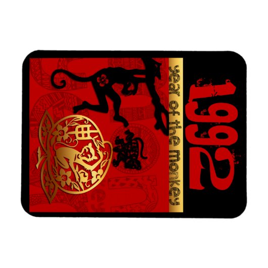 Geboren in Monkey Year 1992 - Chinese astrologie Magneet (Horizontaal)