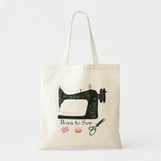 Geboren in naaischaar en naaimachine tote bag