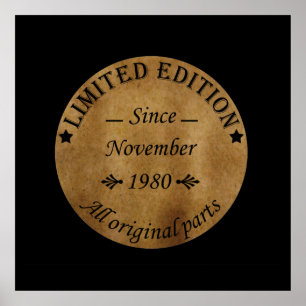 geboren in november 1980 klassiek rustic poster