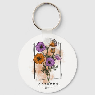 Geboren in oktober Cosmos Flowers Sleutelhanger