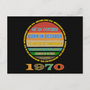 Geboren in oktober Geweldig sinds 1970 Veel talen Briefkaart