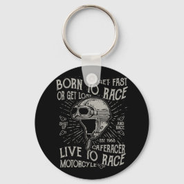 Geboren in Race Profiteer van snelle cafe-racercyc Sleutelhanger
