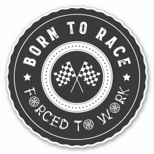 Geboren in Race Wheel Badge Sticker (Voorkant)