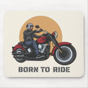 Geboren in Ride Motorcycle Rider op Bike Muismat