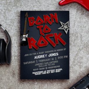 Geboren in Rock Baby shower Invitation Kaart