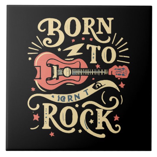 Geboren in Rock Electric Guitar Tegeltje (Voorkant)