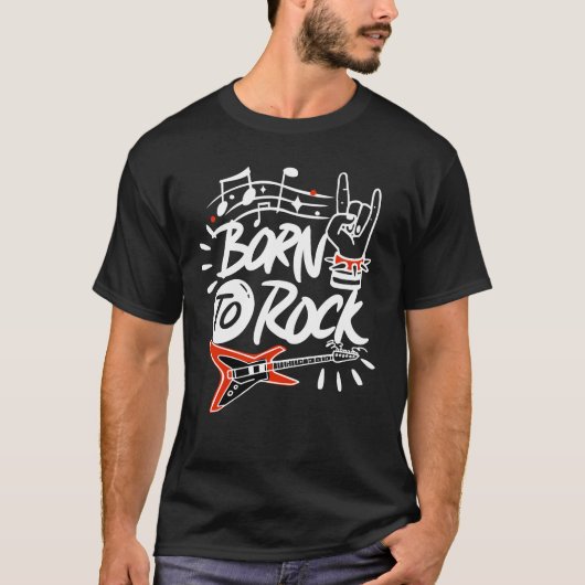 Geboren in Rock Music Rock en Roll 80s Lover T-shirt (Voorkant)