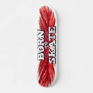 Geboren in rode schaats met graffiti-tekst skateboard