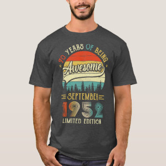 Geboren in september 1952 70e verjaardag in 1952 7 t-shirt
