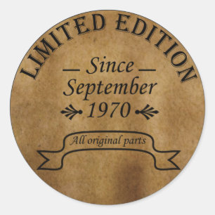 geboren in september 1970  verjaardag ronde sticker