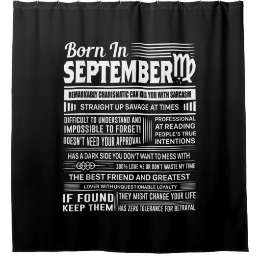 Geboren in september virgo grappig verjaardagsgesc douchegordijn (Voorkant)