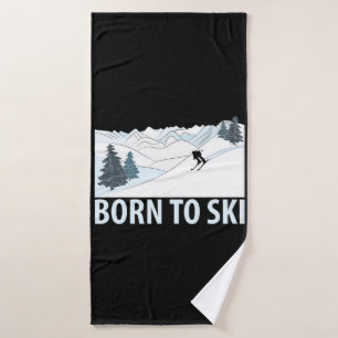 Geboren in Ski Winter Sports Badhanddoek