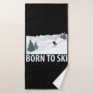 Geboren in Ski Winter Sports Badhanddoek