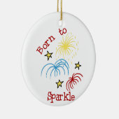 Geboren in Sparkle Keramisch Ornament (Rechts)