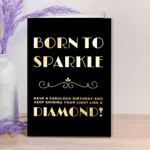Geboren in Sparkle  Typographic Birthday Gold Folie Wenskaart