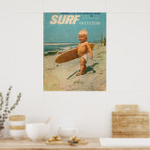 Geboren in Surf | Schattige  Surfen Poster (Keuken)