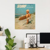 Geboren in Surf | Schattige  Surfen Poster (Thuiskantoor)
